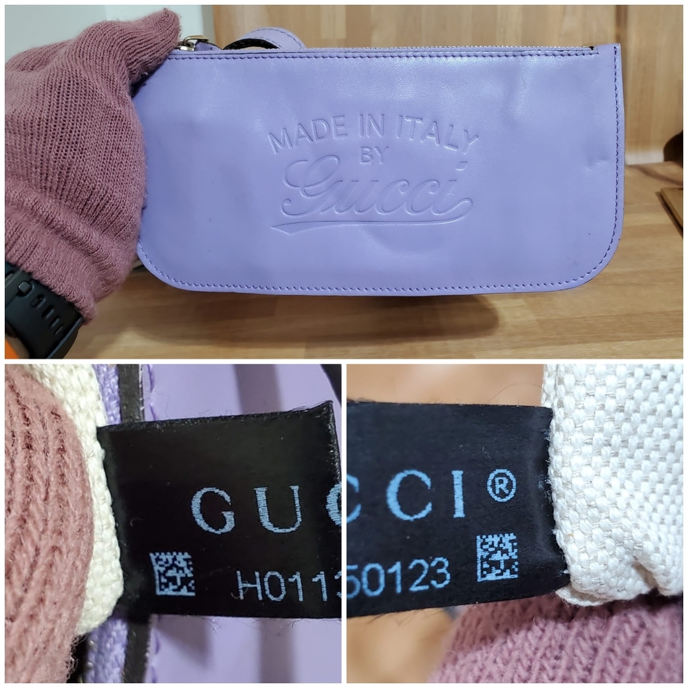 GUCCI Beige/Purple GG Canvas Small Craft Tote Bag - Picture 7 of 10